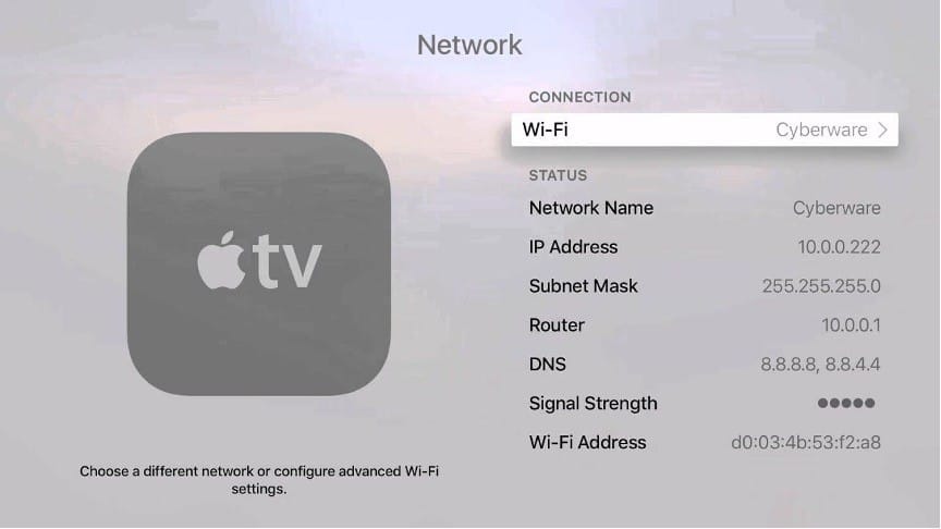 find mac address For Apple TVs